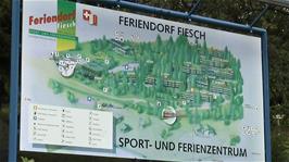 The welcome sign at the entrance to the Fiesch Sports Holiday Resort